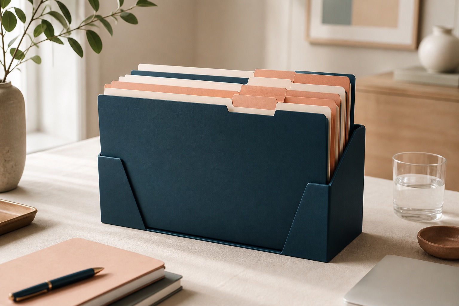 Portfolio of client forecast folders on a table