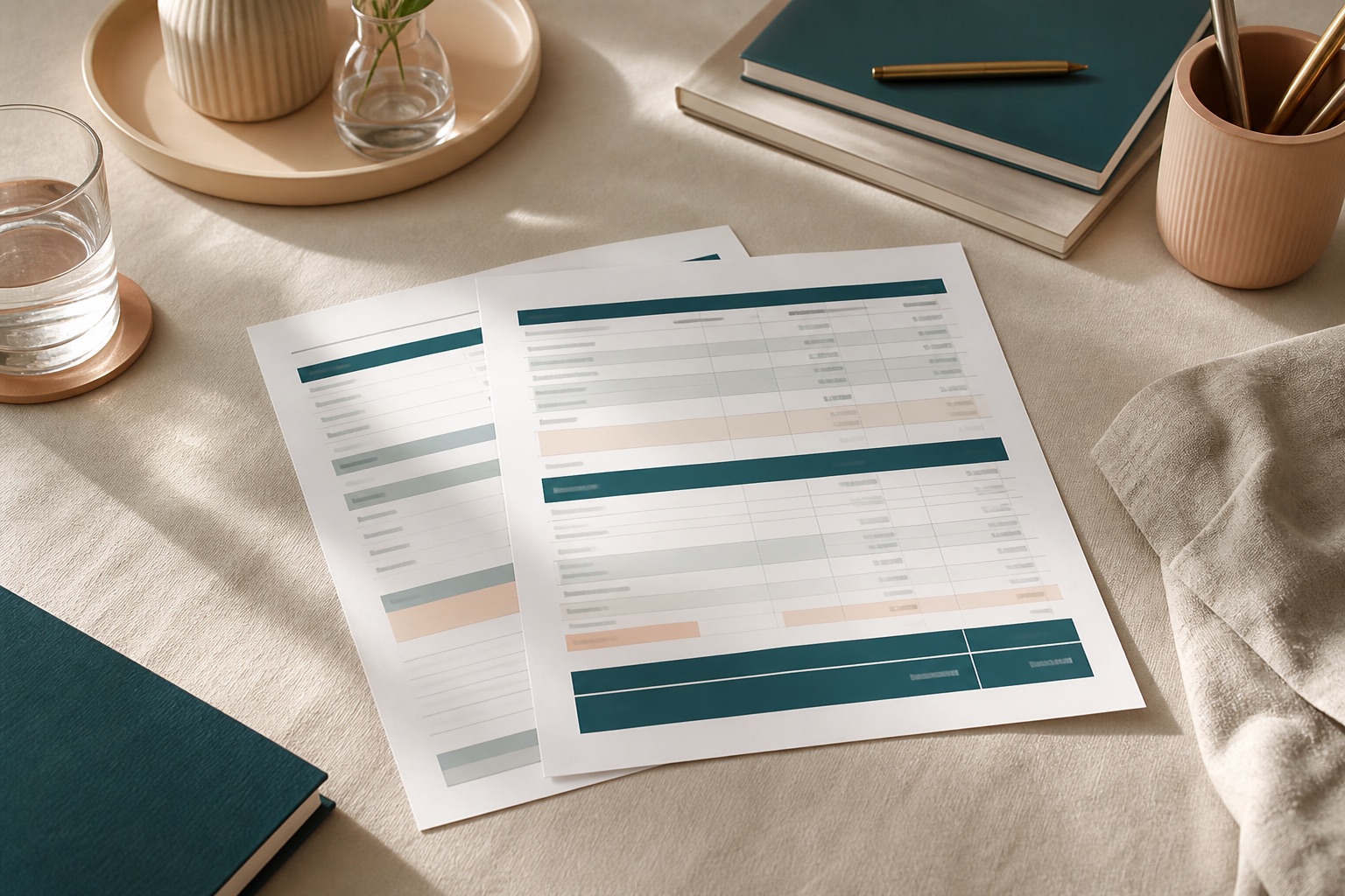 Salary and burden calculator sheets with teal totals