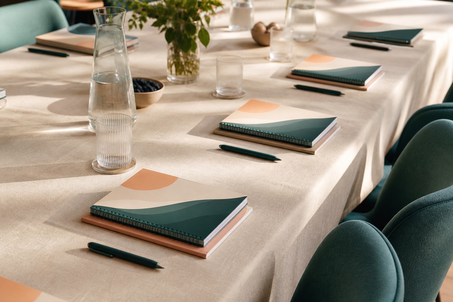 Workshop table with identical forecast workbooks