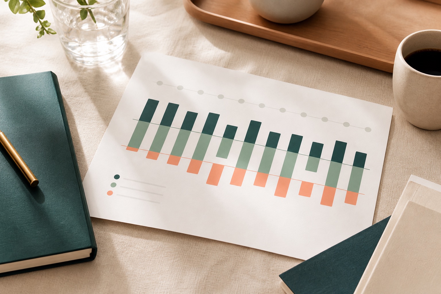 Cash timeline with operating investing and financing bands